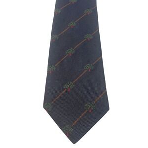 Mulberry Vintage Silk Necktie Navy Blue Tree Stripe Made in England Arbor Tie